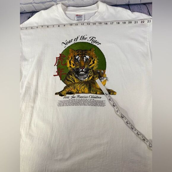 Vintage 90s Year of the Tiger San Francisco Hanes T-Shirt Short Sleeve White XL - Picture 6 of 8